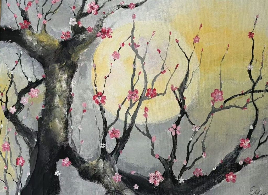 Student artwork: plum blossoms